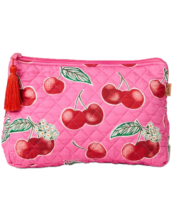 Cherry Blossom Quilted Cotton Toiletry Purse