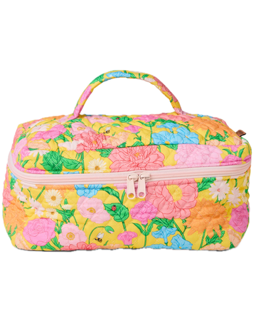 Follow The Sun Yellow Quilted Cotton Toiletry Case