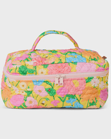 Follow The Sun Yellow Quilted Cotton Toiletry Case
