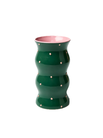 Palma Vase Green Pink Dotty