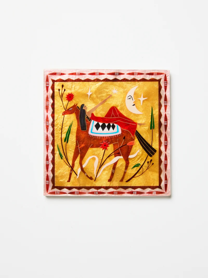 Fable Horseback Pink Square