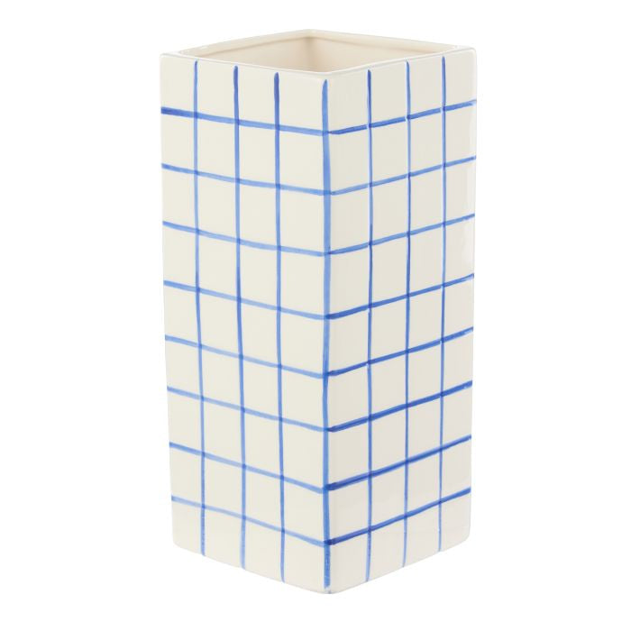 Lulu Collection Grid Vase Square Blue