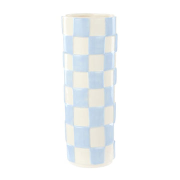 Check Vase Round Blue