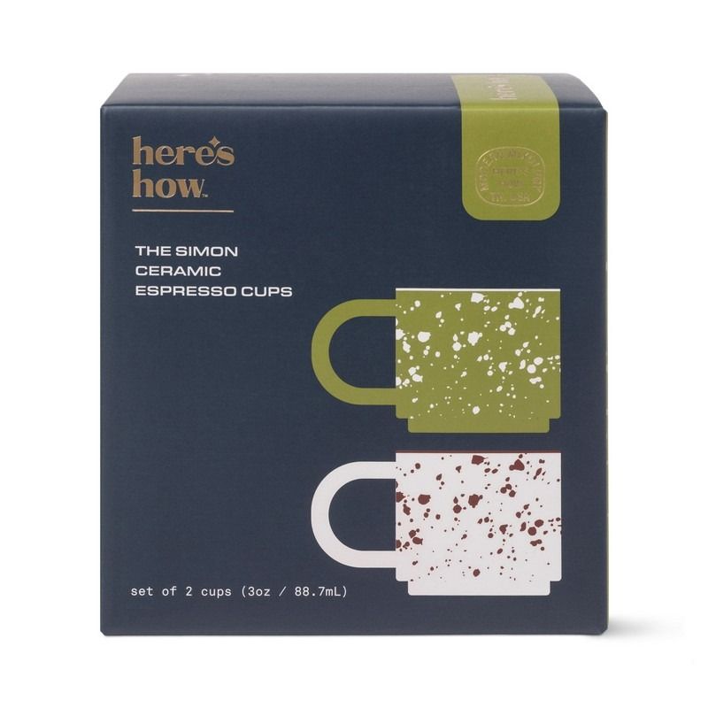 The Simon Set Of 2 Espresso Cups - Cream + Olive