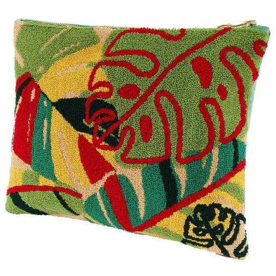 Cotton tufted pouch - Exotic Leaves