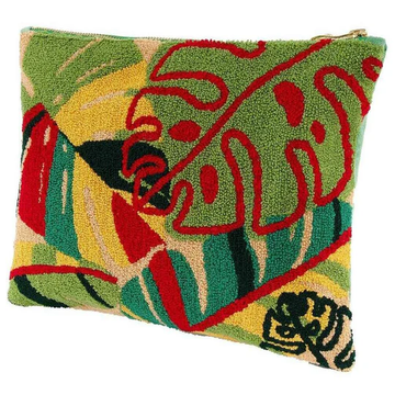 Cotton tufted pouch - Exotic Leaves