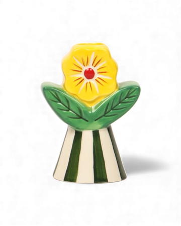 Retro Folk Stoneware Candle Holder