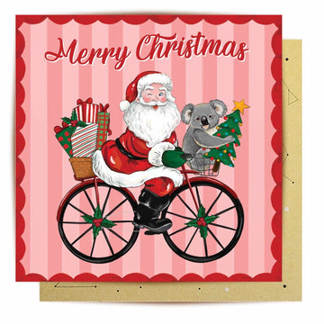 Greeting Card Santa Bike Ride