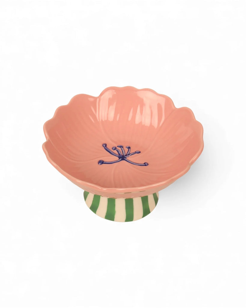 Blush Stoneware Stand Flower Bowl