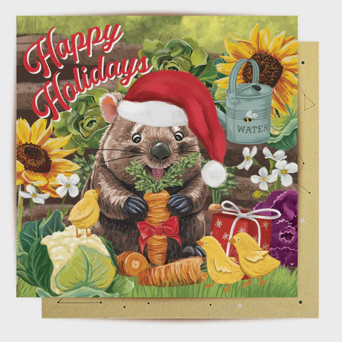 Greeting Card Santa Wombat