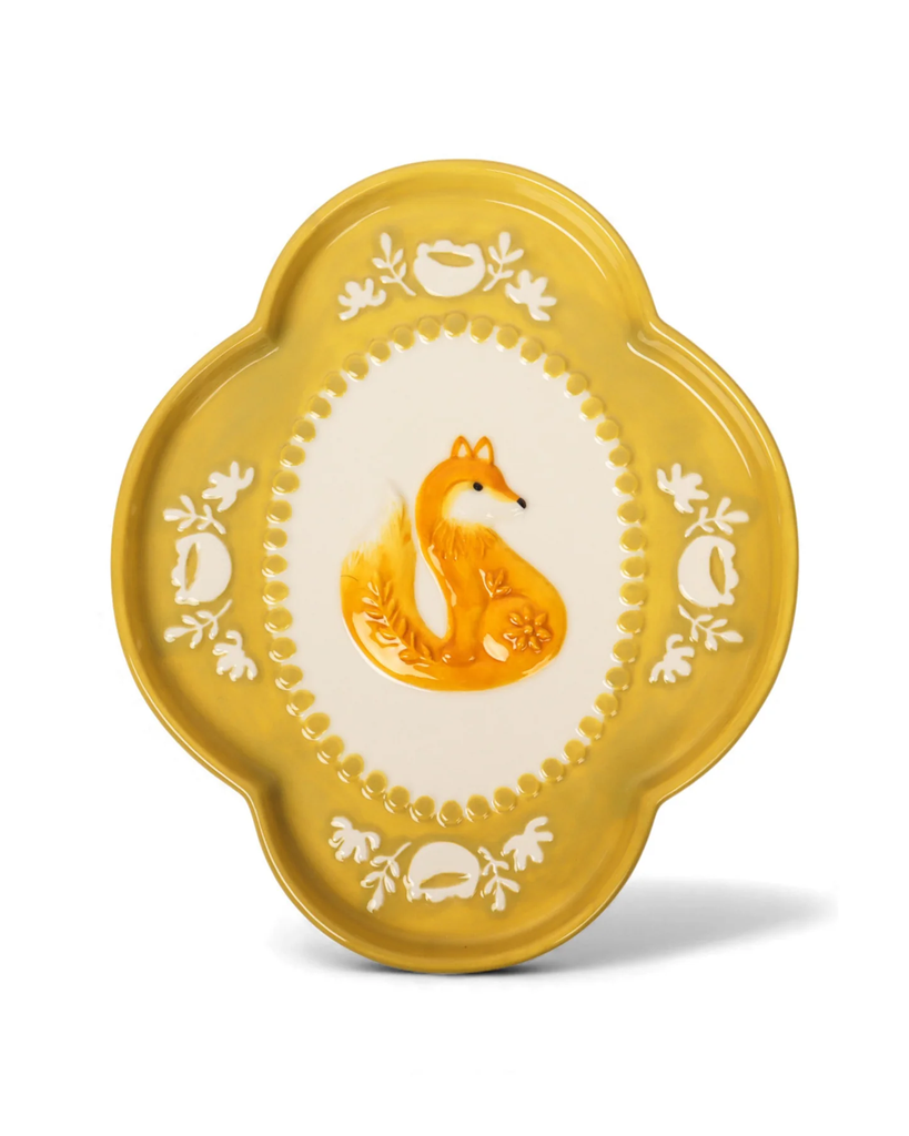 Retro Folk Stoneware Foxy Dish