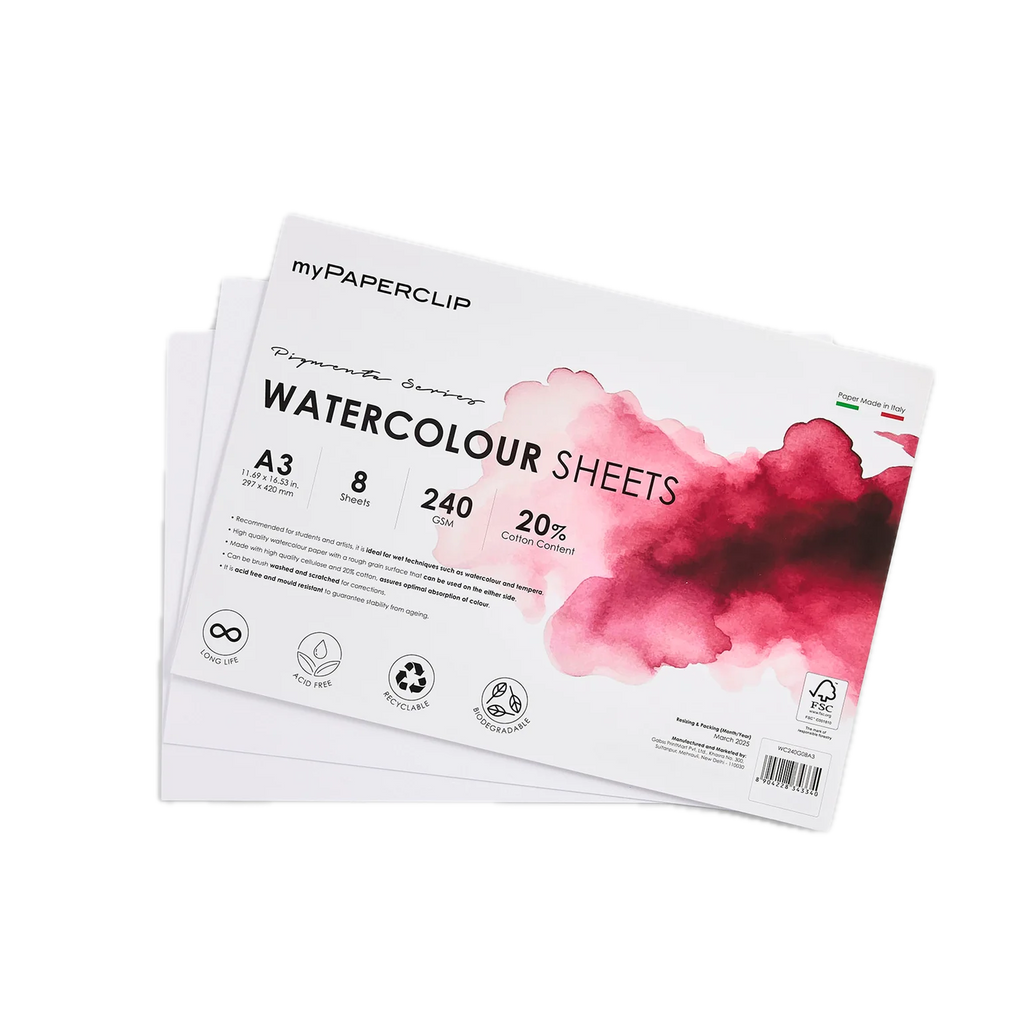 Italian Watercolour Sheets A3 240GSM 8 Sheets