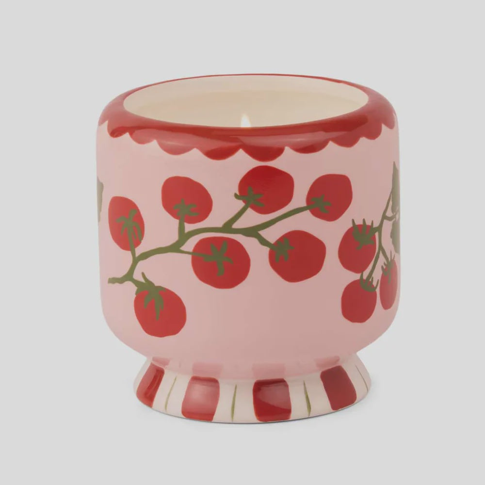 Adopo 8 oz Tomato Vine Ceramic Candle - Heirloom Tomato