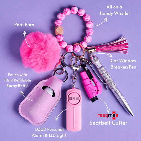 Safety Keychain I Pink Sassy B!tch Beaded