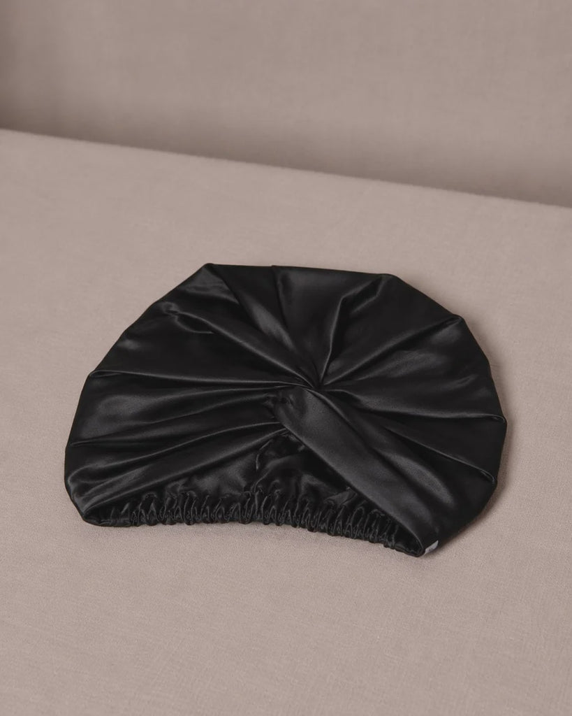Silk Turban Onyx Black | Double- Layered Silk