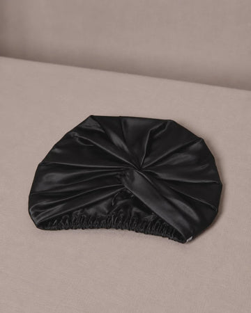 Silk Turban Onyx Black | Double- Layered Silk