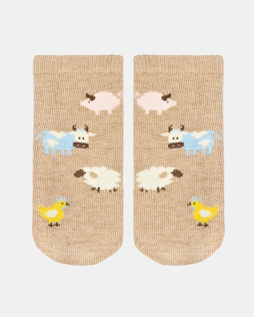 Organic Socks Ankle Jacquard/ Farm Buddies / 1 to 2 Years