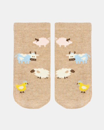 Organic Socks Ankle Jacquard/ Farm Buddies / 6 to 12 Months