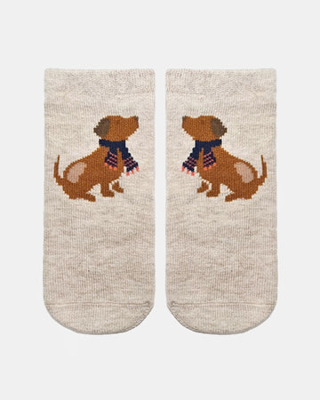 Organic Socks Ankle Jacquard/ Puppy Dog / 1 to 2 Years