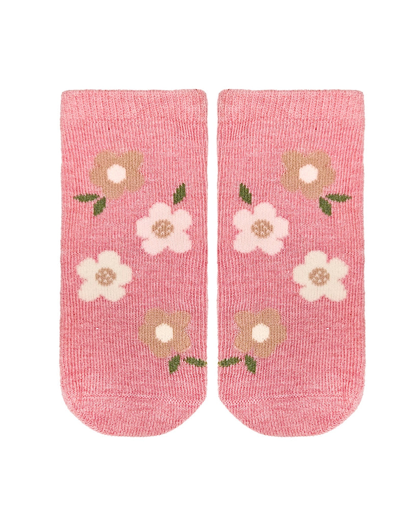 Organic Socks Ankle Jacquard/ Rosie Posie / 6 to 12 Months