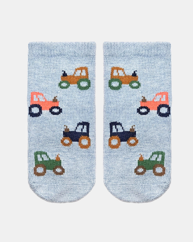 Organic Socks Ankle Jacquard/ Tiny Tractors / 1 to 2 Years