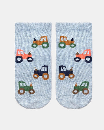 Organic Socks Ankle Jacquard/ Tiny Tractors / 1 to 2 Years