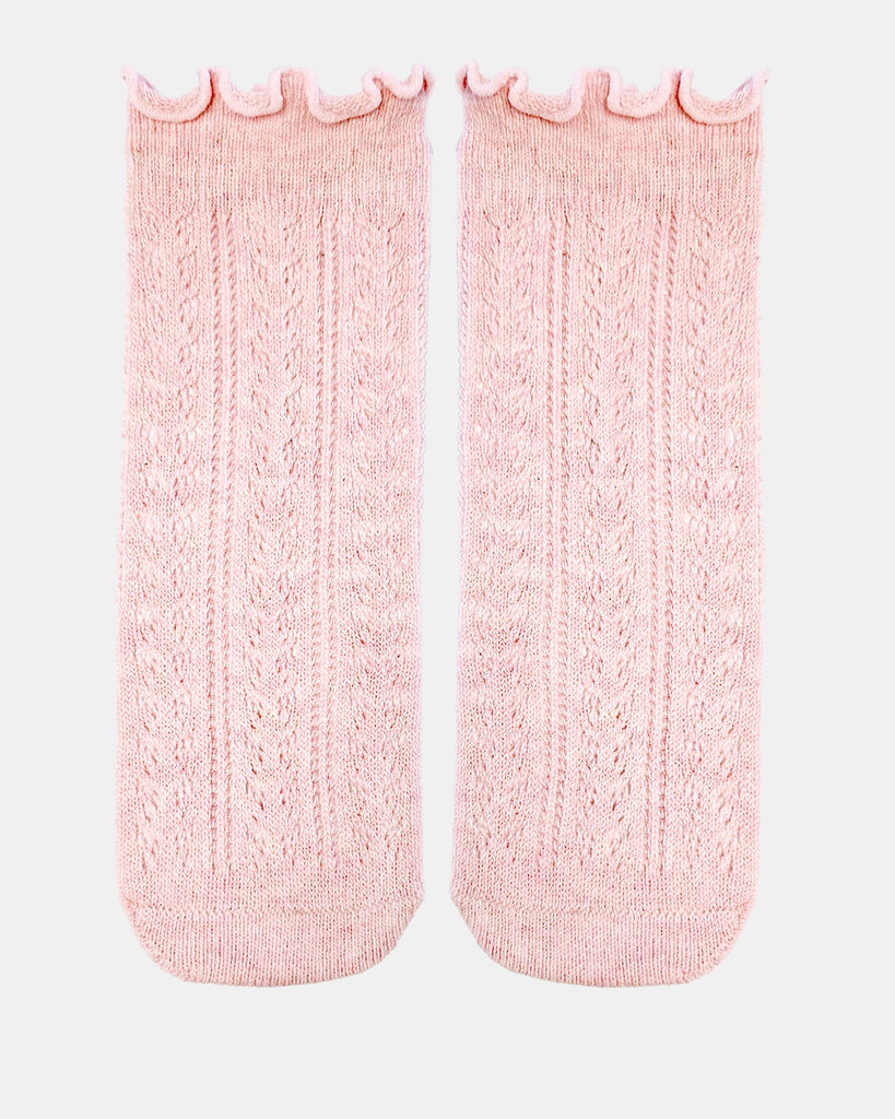 Organic Socks Knee Frilly Lace/ Misty Rose / 1 to 2 Years