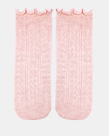 Organic Socks Knee Frilly Lace/ Misty Rose / 1 to 2 Years