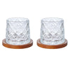 Etched Whisky Glasses with Coasters 2pcs Set Clear
