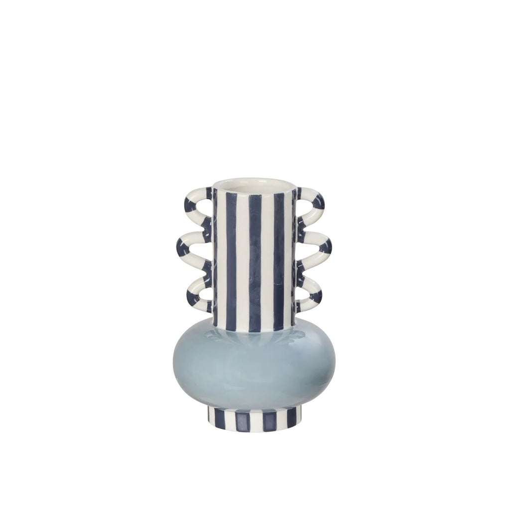 Harper Stripe Vase Small Blue & Moonbeam