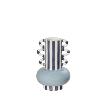 Harper Stripe Vase Small Blue & Moonbeam