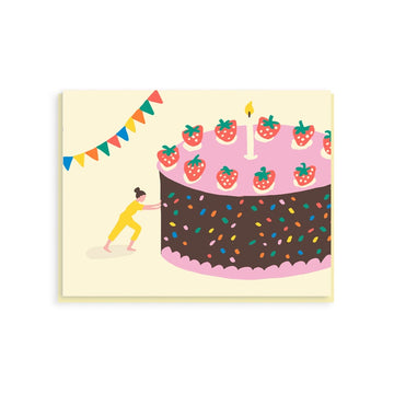 Greeting Card - Pushing Cake