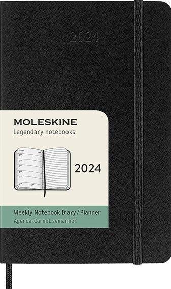 2024 - 12 Month Weekly Notebook Soft Cover Diary - Pocket - Black - Handworks Nouveau Paperie