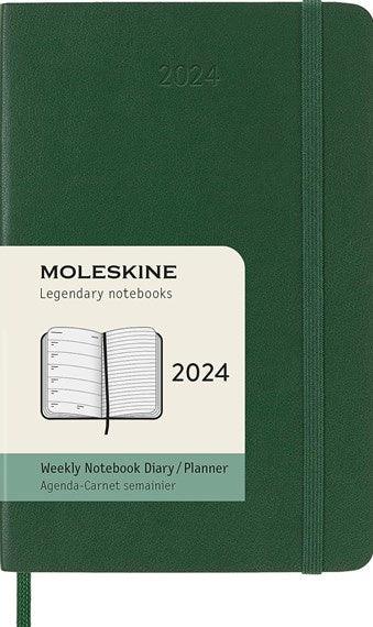 2024 - 12 Month Weekly Notebook Soft Cover Diary - Pocket - Myrtle Green - Handworks Nouveau Paperie