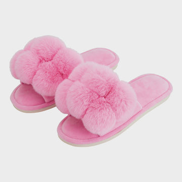 Pom Pom Slippers - Cosy Luxe - Candy