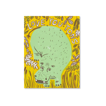 Egg Press - Single Card - Love You Tons Hippo