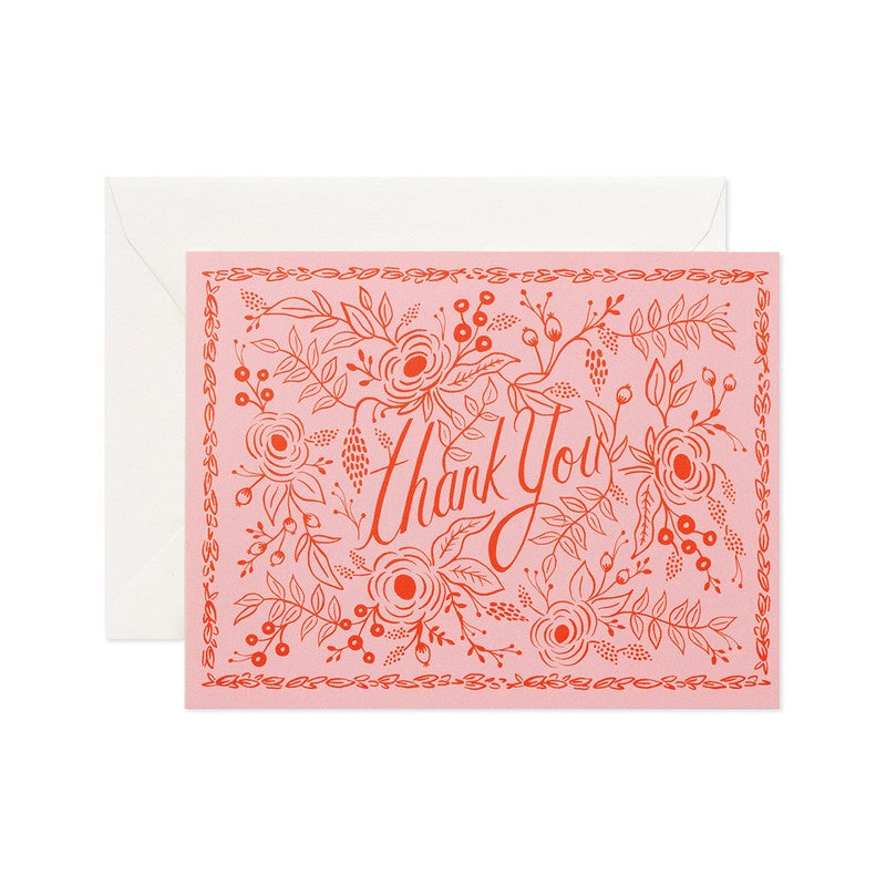 Rifle Paper Co - Single Card - Rose Thank you