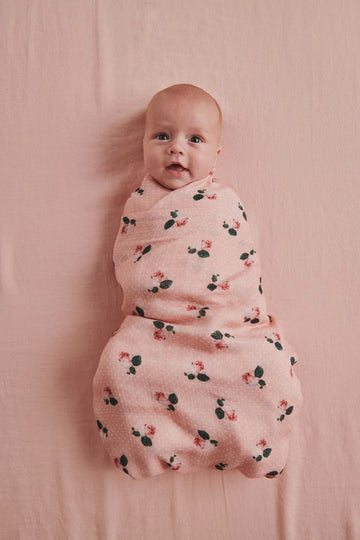 Polkadot Rose Bamboo Swaddle One Size