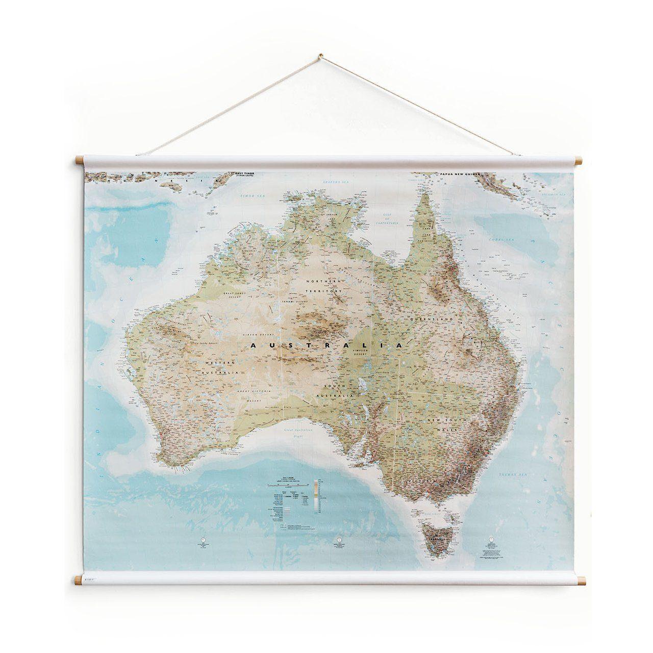 Australia Canvas Map - Handworks Nouveau Paperie