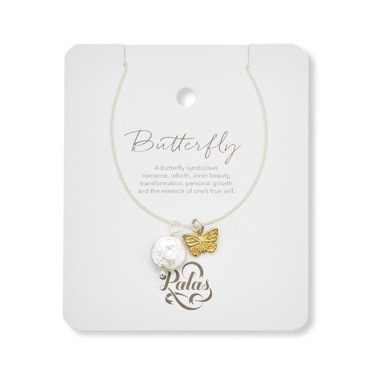 Butterfly & Pearl Amulet Necklace - Handworks Nouveau Paperie