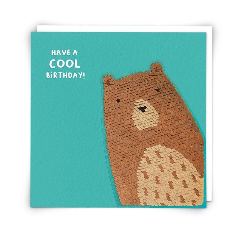Card - Sequin Bear - Handworks Nouveau Paperie