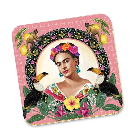 Corky Coaster Mexican Folklore Pink - Handworks Nouveau Paperie