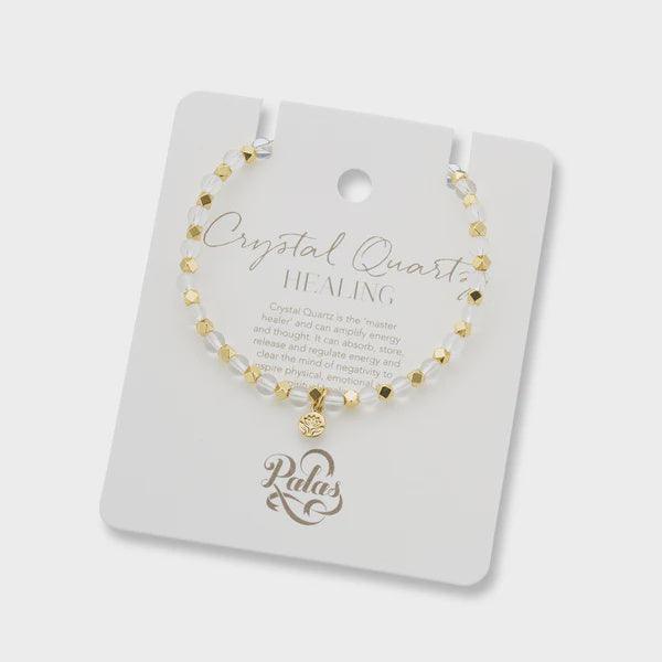 Crystal quartz aura of gold gem bracelet - Handworks Nouveau Paperie