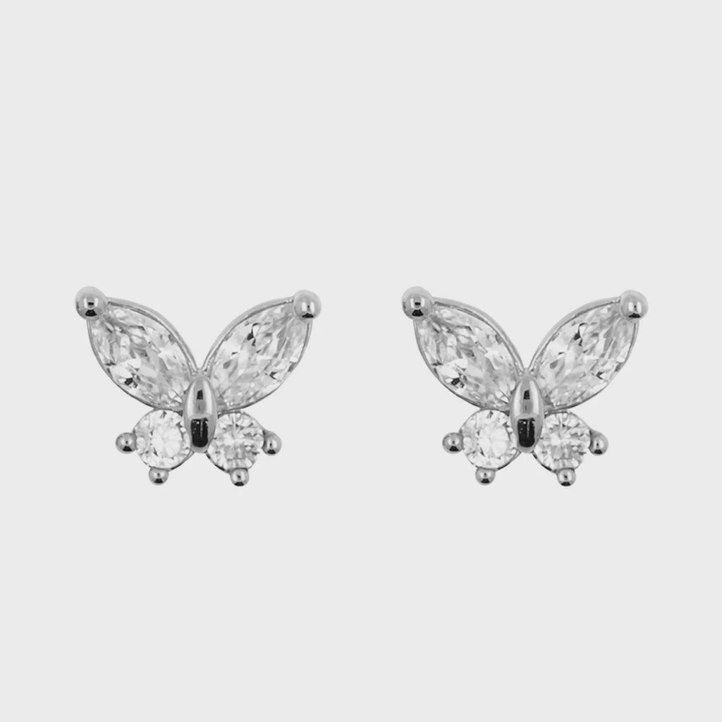 Earring Diamante Butterfly Blue - Handworks Nouveau Paperie