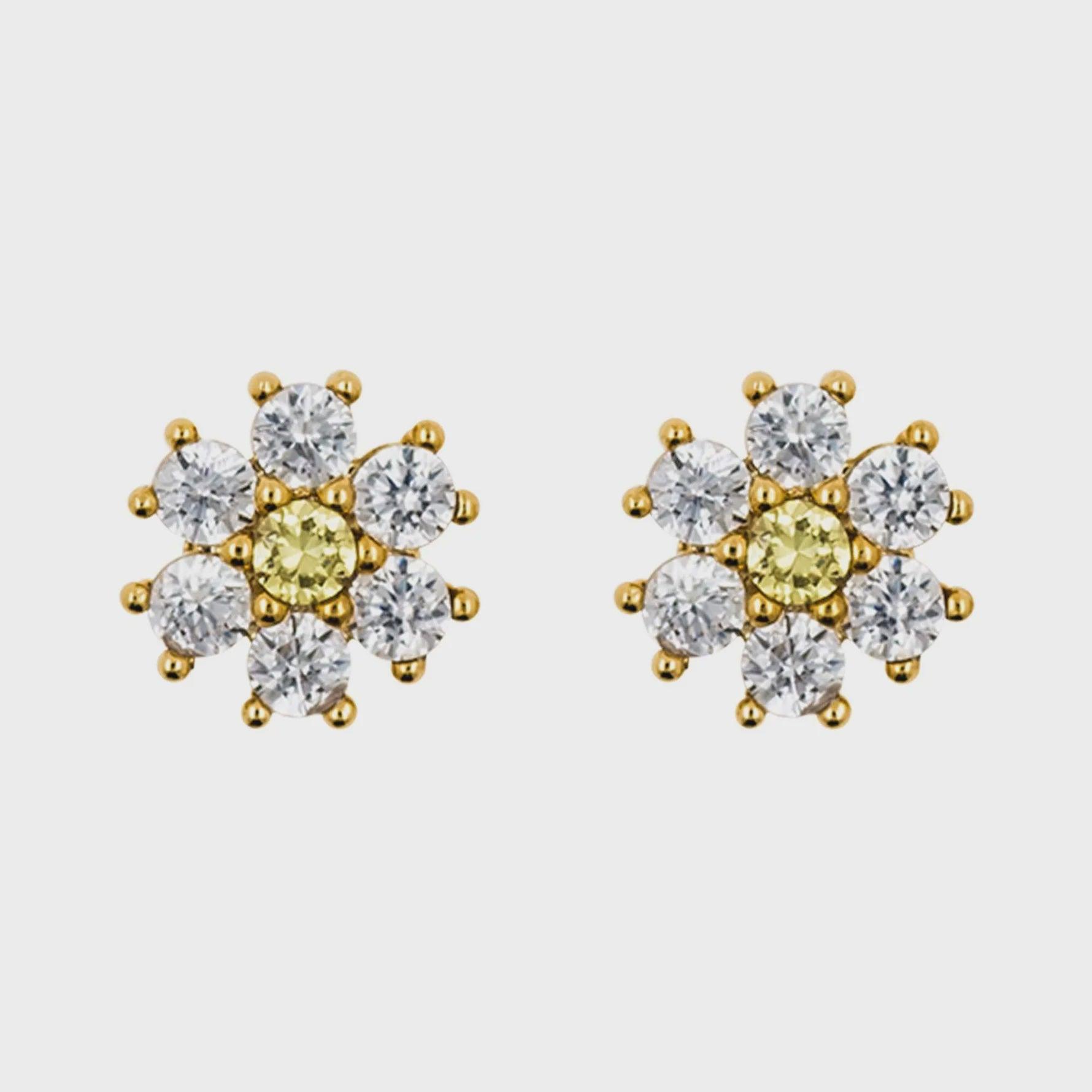 Earring Diamante Flower Gold - Handworks Nouveau Paperie