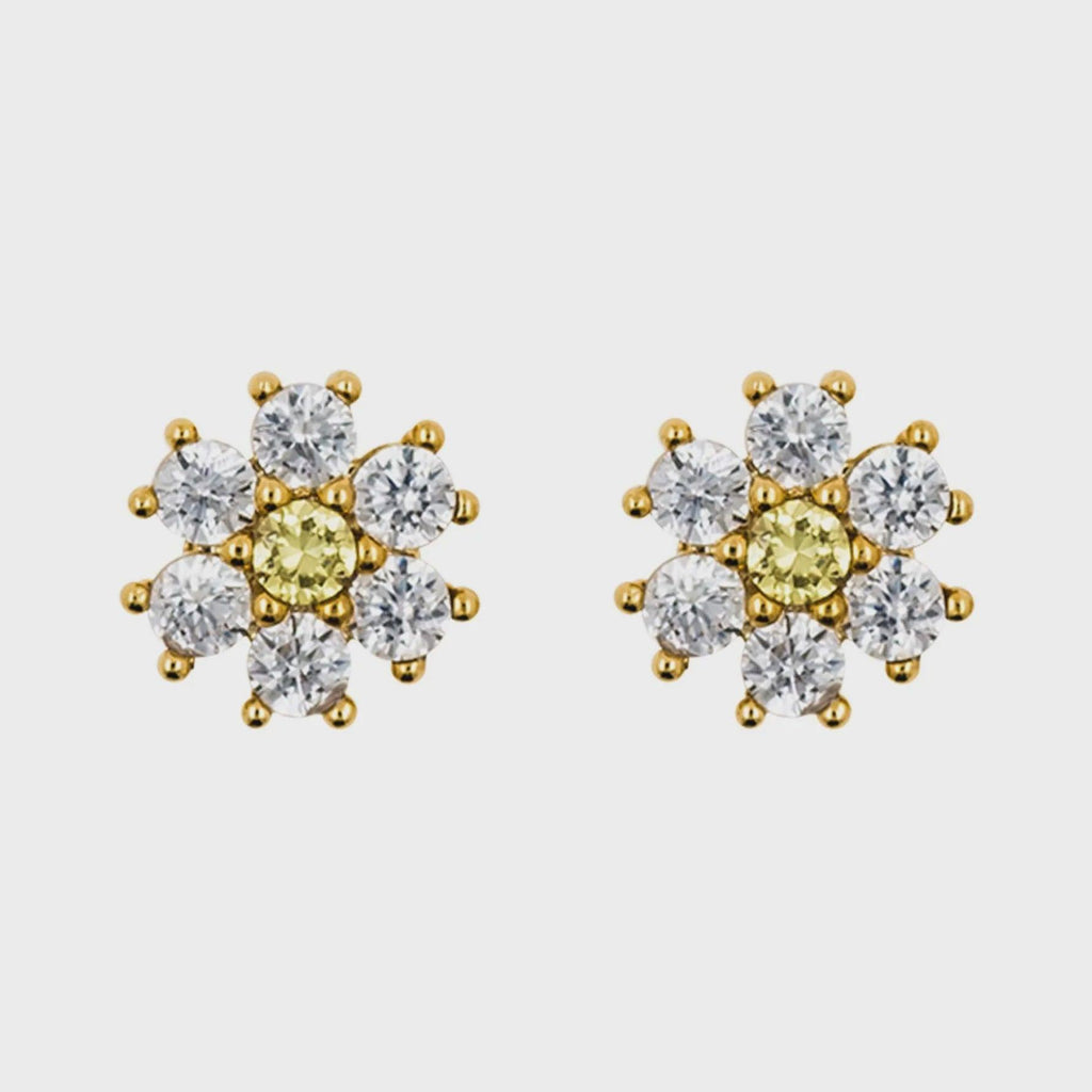 Earring Diamante Flower Gold - Handworks Nouveau Paperie