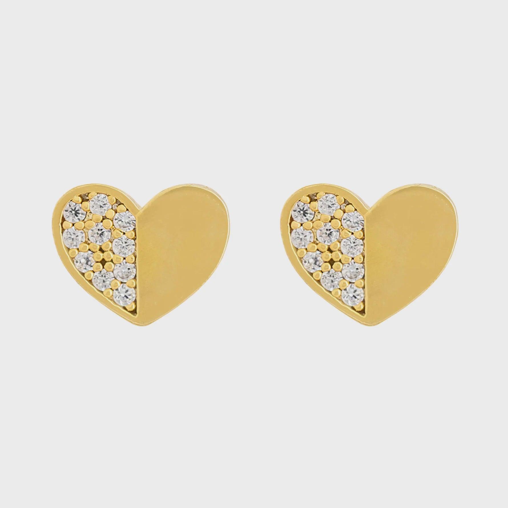 Earring Diamante Half Heart - Handworks Nouveau Paperie