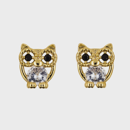 Earring Diamante Owl Gold - Handworks Nouveau Paperie