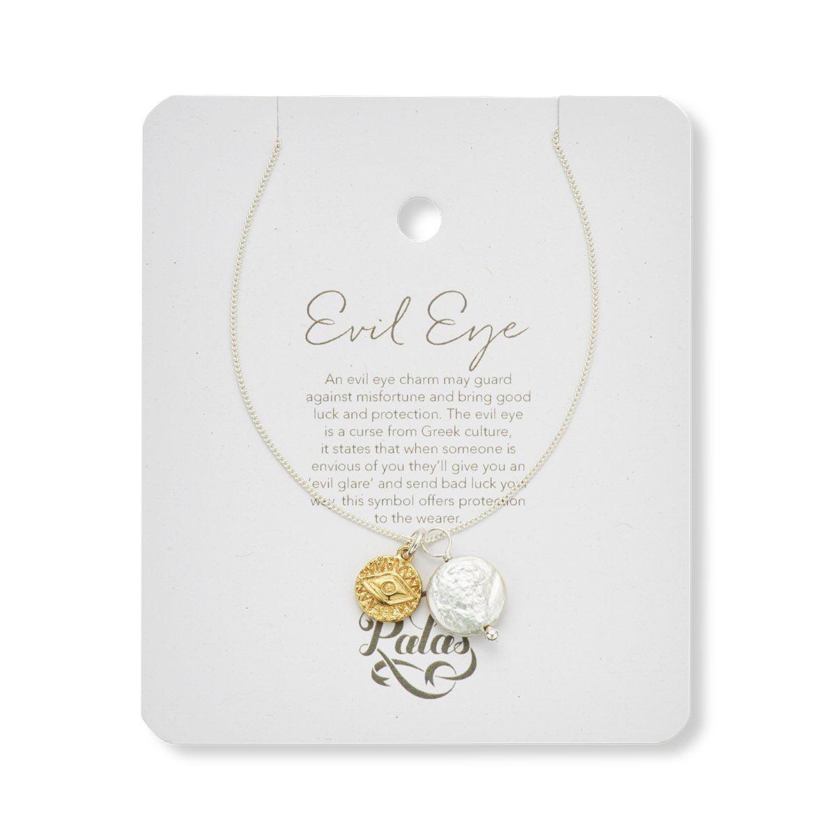 Evil Eye & Pearl Amulet Necklace - Handworks Nouveau Paperie