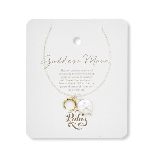 Goddess Moon & Pearl Amulet Necklace - Handworks Nouveau Paperie